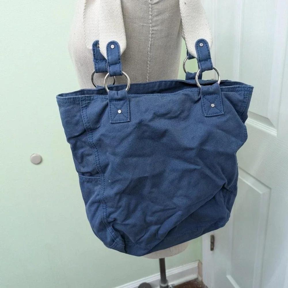 Aeropostale blue canvas tote‎ bag with white embroidery